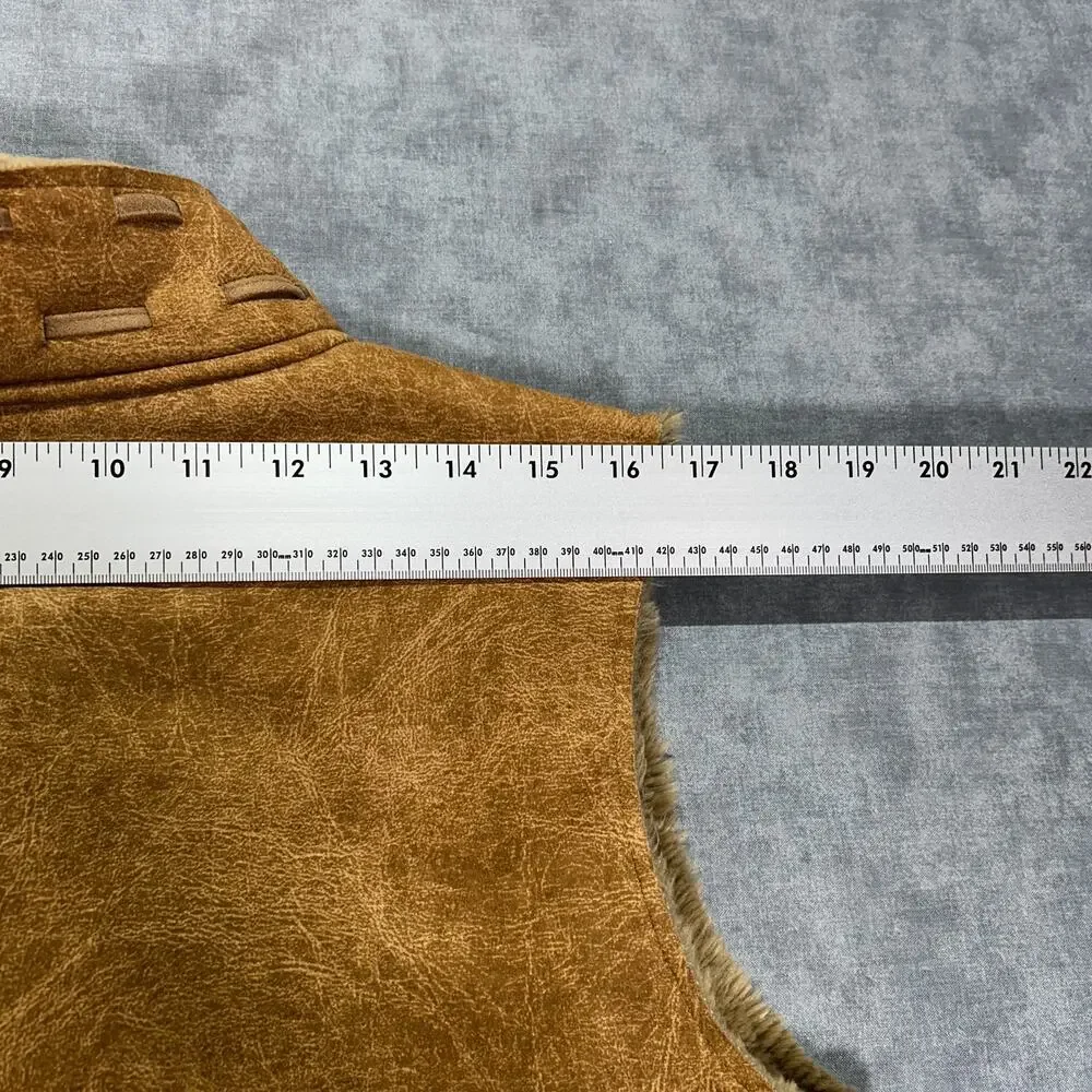 VTG Cabelas faux fur/suede outdoors boho western brown vest womens Large